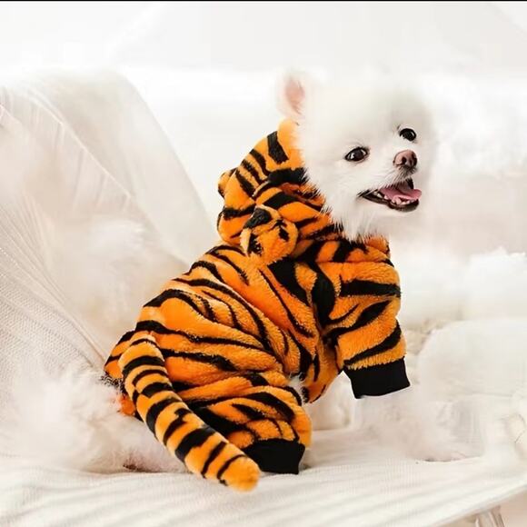 Dog Tiger Hooded Outfit Size Large - Picture 1 of 8